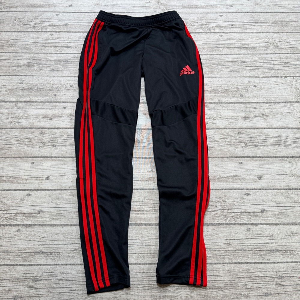 Adidas Tiro Track Pants Men's Small Black Red Stripes Tapered Athletic Joggers